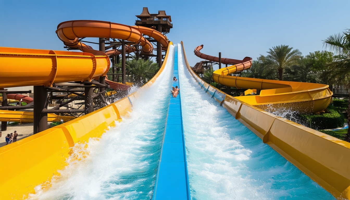Thrilling water slides at Aquaventure World Dubai
