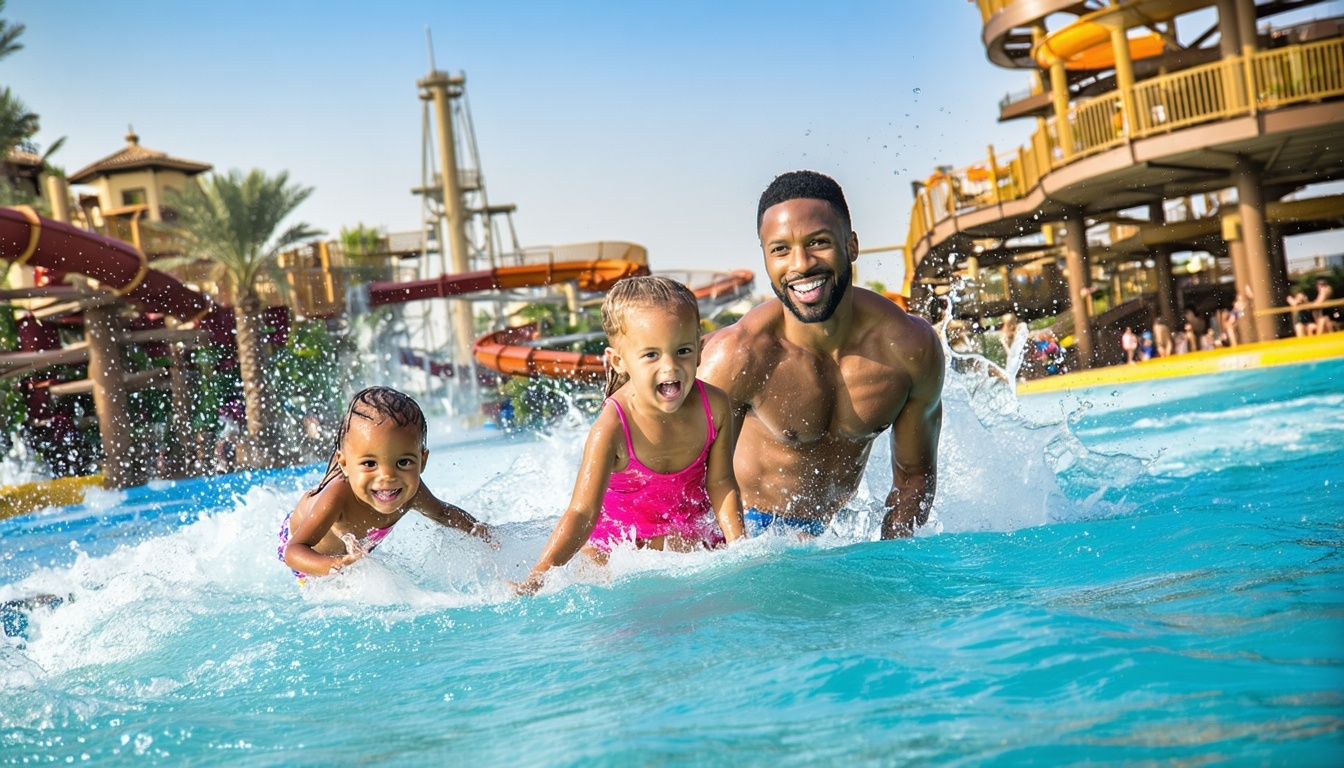 Family enjoying aquatic attractions at Aquaventure World Dubai